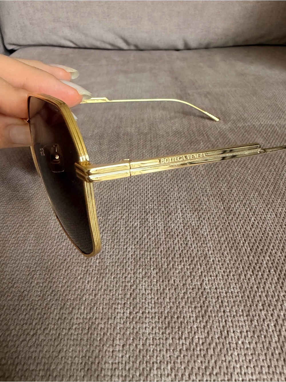 Bottega Veneta Gold Frame Black Lens Geometric Women's Sunglasses BV1108SA - Picture 12 of 12